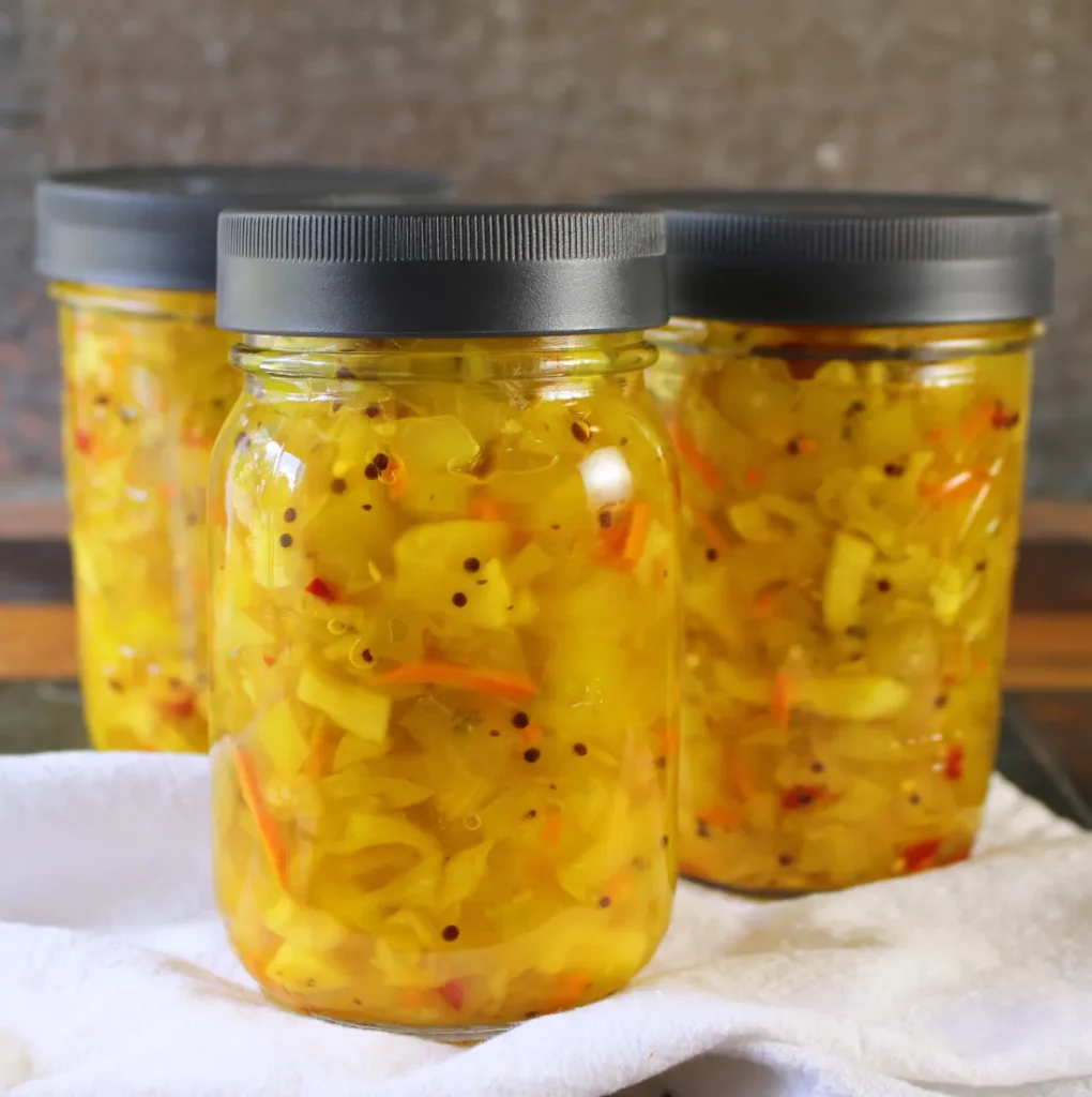 jars of chopped peppers.