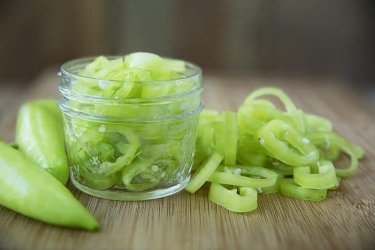 sliced banana peppers in a jar.